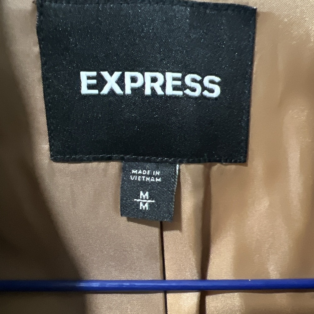 Express Faux Leather Double Breasted Blazer Camel Tan Size M NWT MRSP $99.99 - Picture 5 of 13